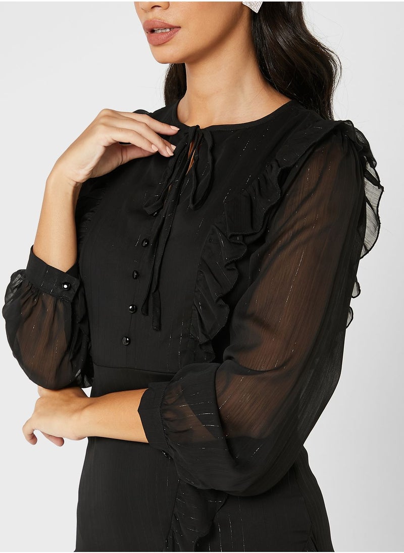 ELLA - Shimmer Layered Ruffle Dress - Image 1