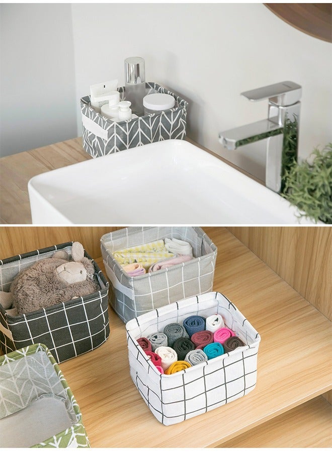 Aikenn Storage Basket,Fabric Storage Baskets,Desktop Storage Box,For Organizing Nursery Toy Clothes Blankets,Decorative Basket Closet Organizer Basket With Handles(White)  - Image 4