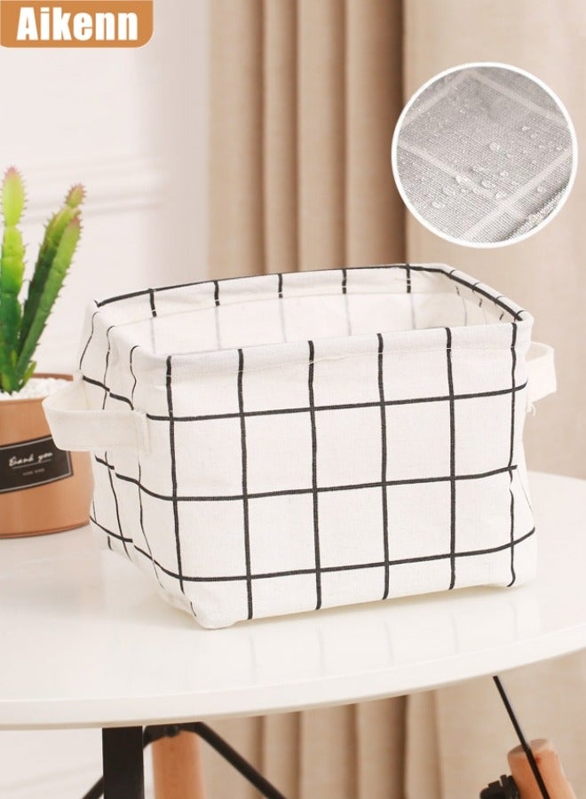 Aikenn Storage Basket,Fabric Storage Baskets,Desktop Storage Box,For Organizing Nursery Toy Clothes Blankets,Decorative Basket Closet Organizer Basket With Handles(White)  - Image 1
