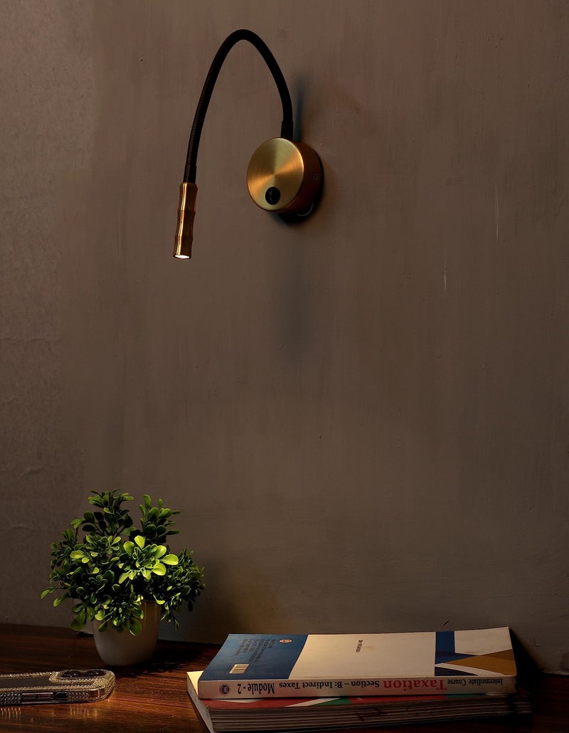 FILLISKA® 3 Watt Spring Wall Spot Light (3 Watt Antique Brass Pencil Slim) - Image 1
