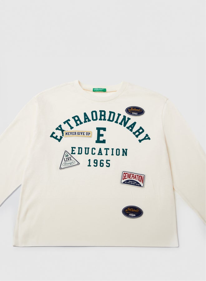 Benetton Boys Crew Neck Printed T-shirt - Image 3