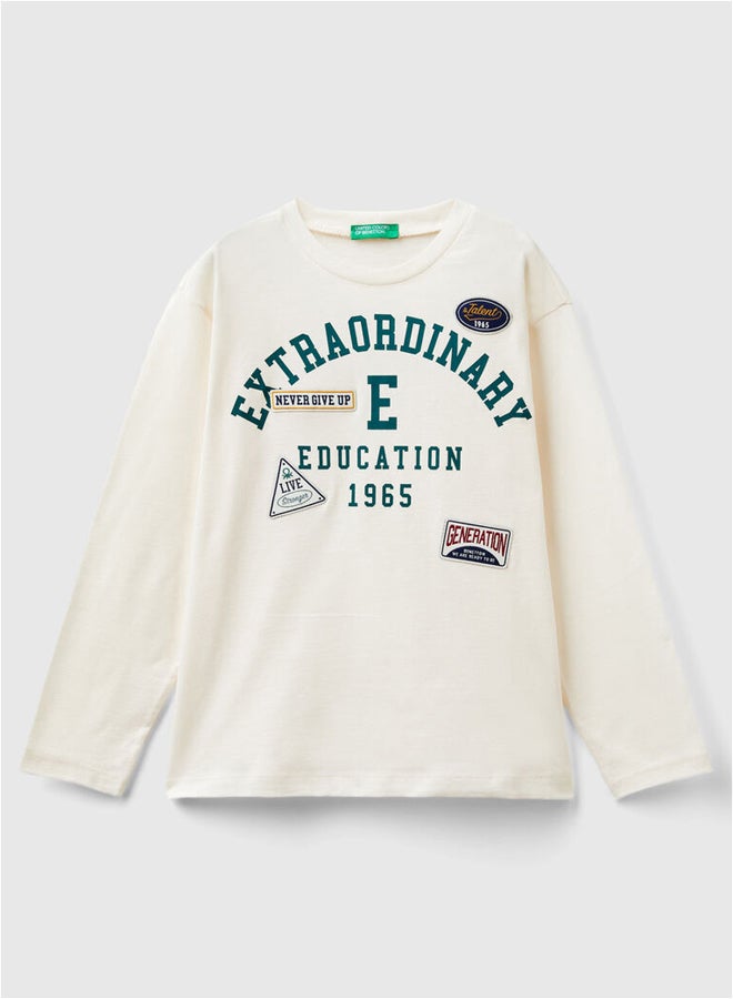 Benetton Boys Crew Neck Printed T-shirt - Image 4
