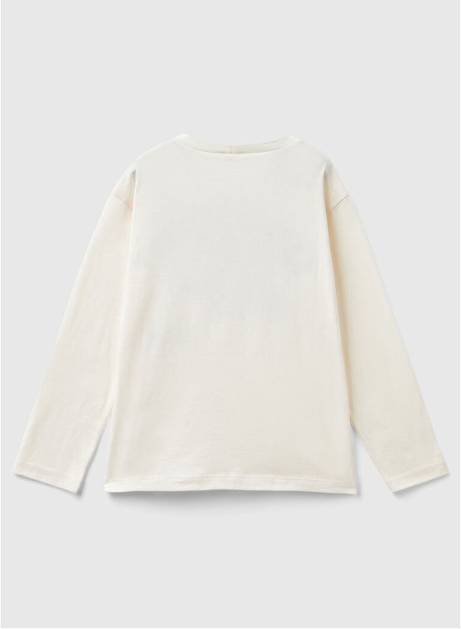 Benetton Boys Crew Neck Printed T-shirt - Image 2