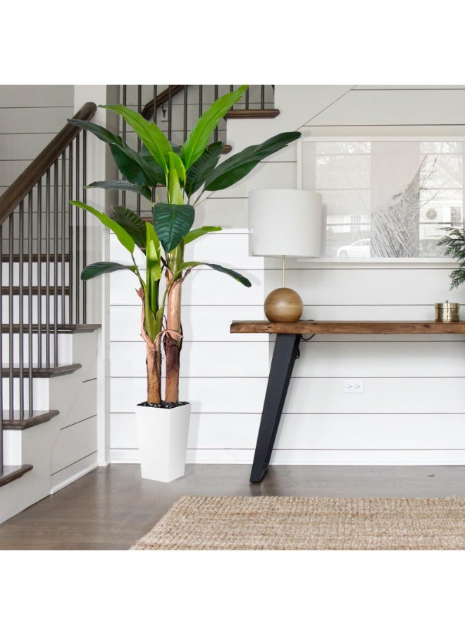 MirageBotanics 160cm Artificial Banana Tree Artificial Leaf Plant Tall Tree Faux Banana Leaves with Black UV Planter for Home Swimming Pool Outdoor Patio Tropical Decor - Image 2