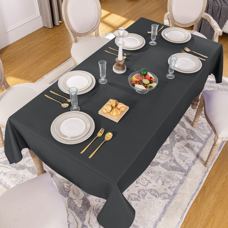 Softalker Rectangle Tablecloth  Waterproof & Stain Resistant Table Cloths Wrinkle Free Fabric Washable 210GSM Polyester Table Cover for Dining/Party/Outdoor - 90 x 132 inch Grey - Image 1