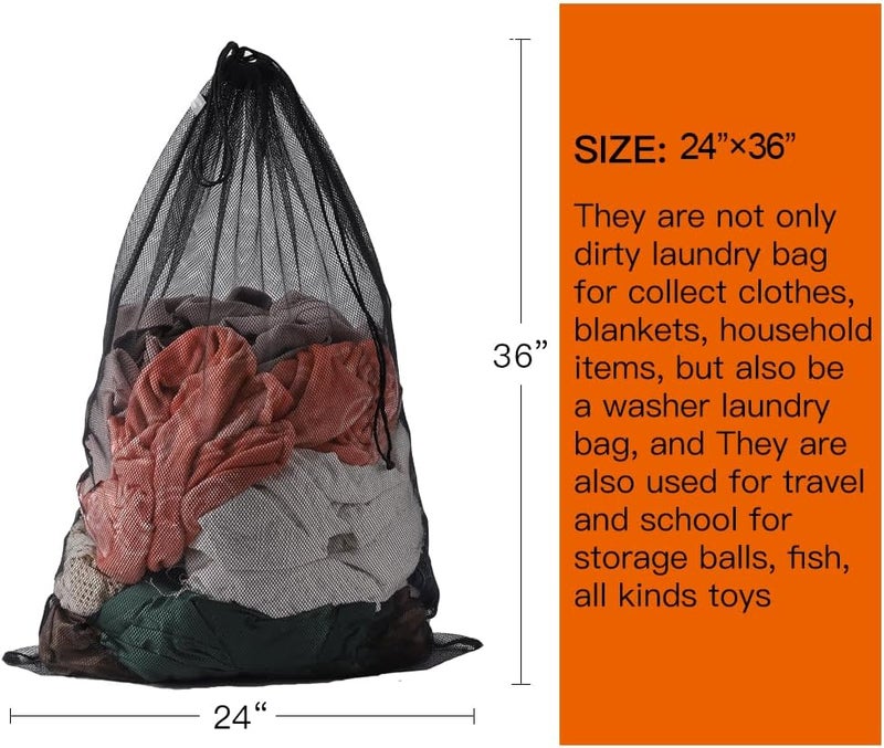 Kimmama Heavy Duty Coarse Mesh Drawsting Laundry Bag, 24'' x 36'' Super Sturdy Draw String Bag,Jumbo Net Cord Bag for Factories,College,Dorm,Travel,Outdoor,Storage - Image 2