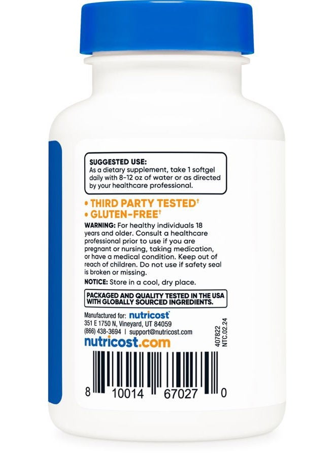 Nutricost Biotin (5,000mcg) 150 Softgels - Vitamin B7 - Gluten Free, Non-GMO - Image 4