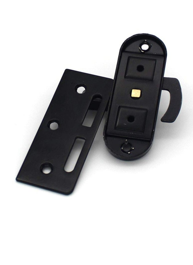 Excefore Anti Theft Sliding Door Latch, Sliding Steel Barn Door, Door Buckle Door Bolt with 90 Degree Latch (Black)  - Image 2