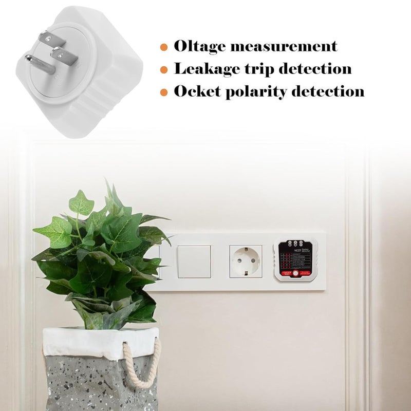 أداة اختبار مقبس التيار الكهربائي الأمريكي مع عرض الجهد وكاشف GFCI واستمرارية الكشف للصيانة المنزلية والمصنعية - Image 4