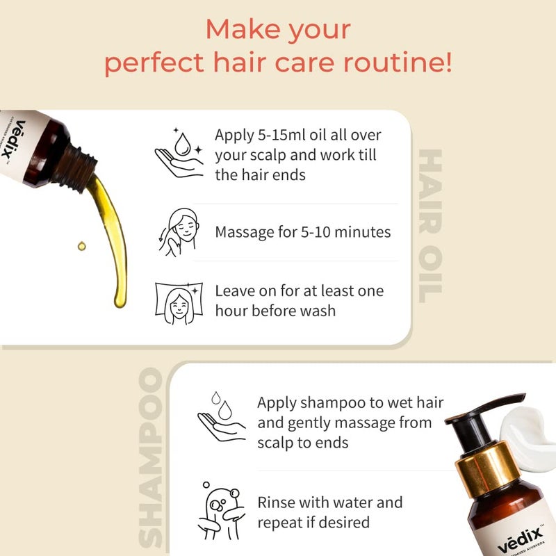 Vedix Ayurvedic Hair Care Combo Pack Customized Hair Oil for Dandruff and Anti Dandruff Shampoo for NormalOily Hair with Dry Scalp  Curly Hair  200 ml - Image 5