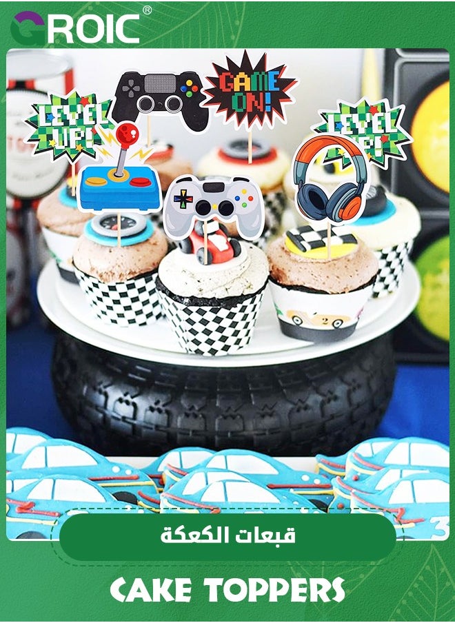 GROIC - 40 PCS Video Game Cupcake Toppers Assembled Game On Controllers Cupcake Picks GamePad Cake Decorations for Game Theme Party,Party Decorations Supplies - Image 1