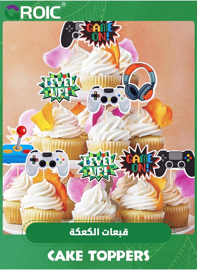 GROIC - 40 PCS Video Game Cupcake Toppers Assembled Game On Controllers Cupcake Picks GamePad Cake Decorations for Game Theme Party,Party Decorations Supplies - Image 1