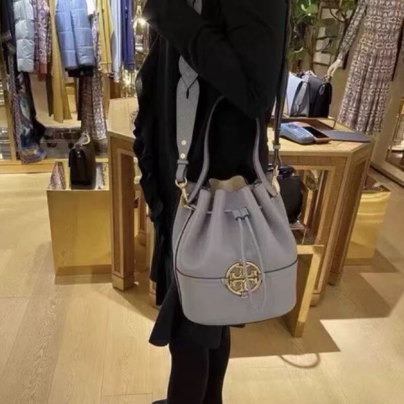 2023 New Miller Pebbled First-Layer Cowhide Bucket Bag Classic Large Logo Shoulder Crossbody Handbag - Image 2