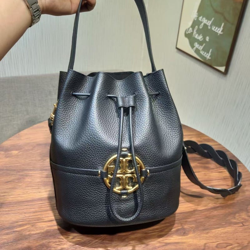 2023 New Miller Pebbled First-Layer Cowhide Bucket Bag Classic Large Logo Shoulder Crossbody Handbag - Image 3