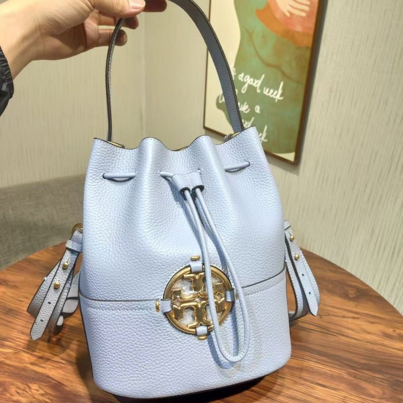 2023 New Miller Pebbled First-Layer Cowhide Bucket Bag Classic Large Logo Shoulder Crossbody Handbag - Image 5