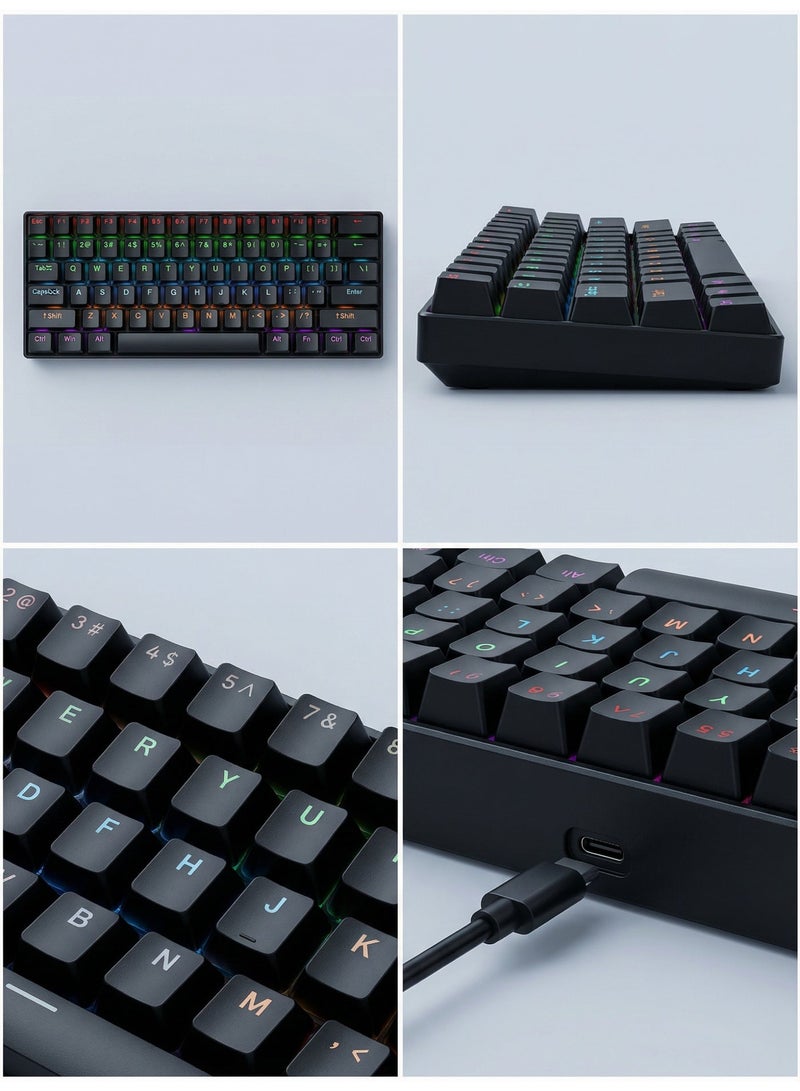 تي- وولف لوحة المفاتيح الميكانيكية لوحة المفاتيح الأزرق المفتاح لوحة المفاتيح RGB لوحة المفاتيح الصغيرة نوع C مفتاح كابل الفصل المفتاح الكامل الساخن مبادلة سلكية الألعاب لوحة المفاتيح ، مناسبة للاعبين الرياضات الإلكترونية الكمبيوتر الشخصي / ماك ، السفر التجاري لوحة المفاتيح السوداء المحمولة - Image 5