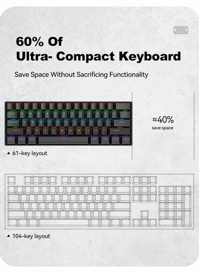 تي- وولف لوحة المفاتيح الميكانيكية لوحة المفاتيح الأزرق المفتاح لوحة المفاتيح RGB لوحة المفاتيح الصغيرة نوع C مفتاح كابل الفصل المفتاح الكامل الساخن مبادلة سلكية الألعاب لوحة المفاتيح ، مناسبة للاعبين الرياضات الإلكترونية الكمبيوتر الشخصي / ماك ، السفر التجاري لوحة المفاتيح السوداء المحمولة - Image 3