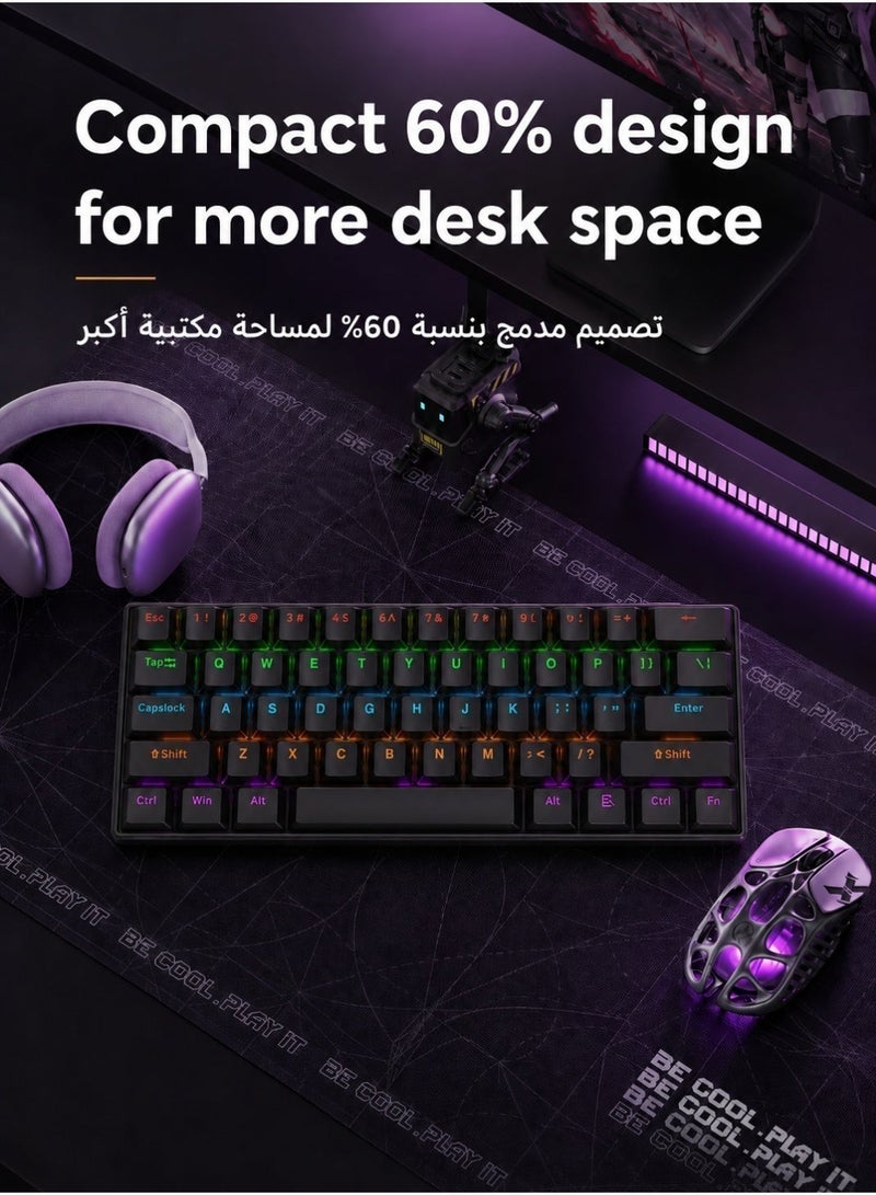 تي- وولف لوحة المفاتيح الميكانيكية لوحة المفاتيح الأزرق المفتاح لوحة المفاتيح RGB لوحة المفاتيح الصغيرة نوع C مفتاح كابل الفصل المفتاح الكامل الساخن مبادلة سلكية الألعاب لوحة المفاتيح ، مناسبة للاعبين الرياضات الإلكترونية الكمبيوتر الشخصي / ماك ، السفر التجاري لوحة المفاتيح السوداء المحمولة - Image 5