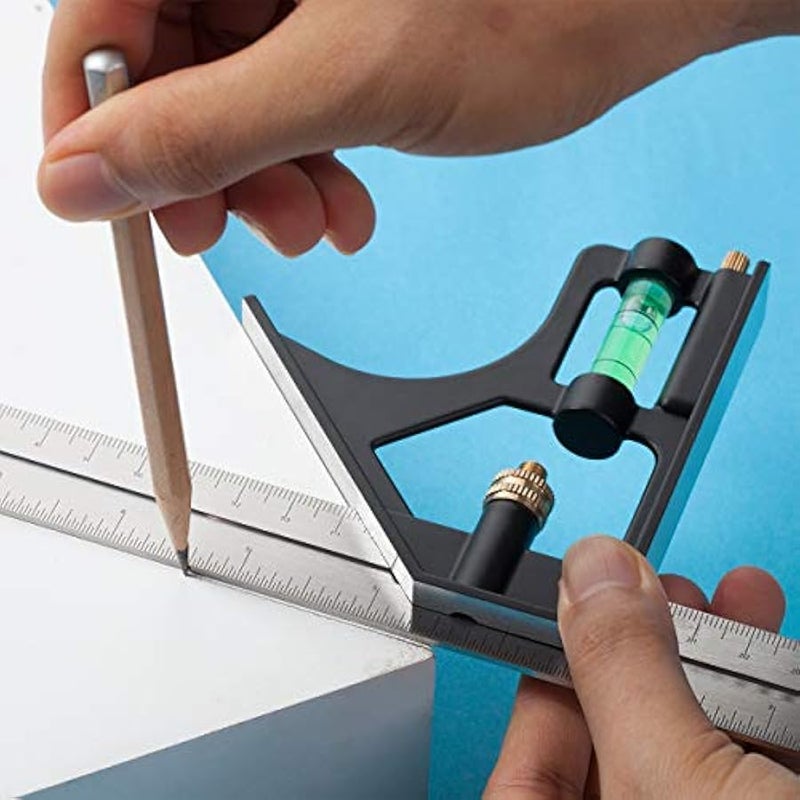 - Combination Square, 30cm Combo Square, Carpentry Tools, Carpenter Square, Woodworking Tools, Metal Ruler, Framing Square, T Square, T Ruler, Combination Square Set, Square Tool, Metal Square - Image 4