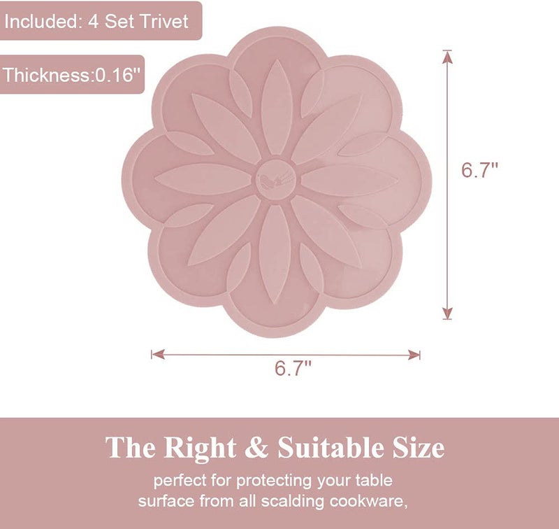 P-Plus International Big Round Silicone Trivets Mats for Hot Dishes and Hot Pots, Hot Pads for Countertops, Tables, Pot Holders, Spoon Rest Place Mats (Brown, Pack of 4) - Image 2