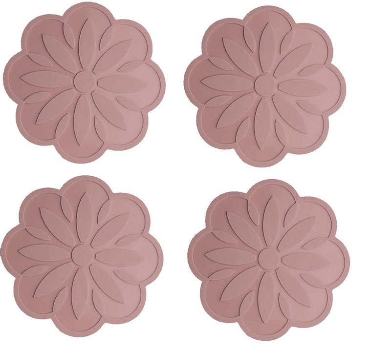 P-Plus International Big Round Silicone Trivets Mats for Hot Dishes and Hot Pots, Hot Pads for Countertops, Tables, Pot Holders, Spoon Rest Place Mats (Brown, Pack of 4) - Image 1