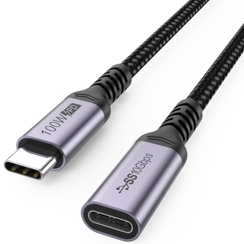 DteeDck USB C Extension Cable 6.6ft, 4K@60Hz Video/10Gbps Data Transfer/100W Charging USBC 3.2 Type C Extender Cord, USB3.2 Gen2 Male to Female for Laptop Tablet Mobile Phone and More - Image 1
