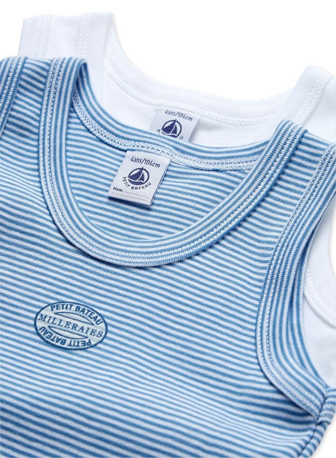 Petit Bateau Boys 2 Pack Undershirts Sizes 2-14 Style 24284 (Size 2 Style 24284 Boys) Multi - Image 2
