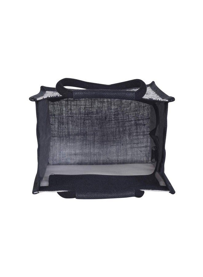 Jute Cottage Jute Bags for Lunch for Women and Men Jute Grocery Bag Jute Carry Bag Jute Tiffin Bags Jute Bags with Zip Printed Jute Bag Paisley Print (Black) - Image 4