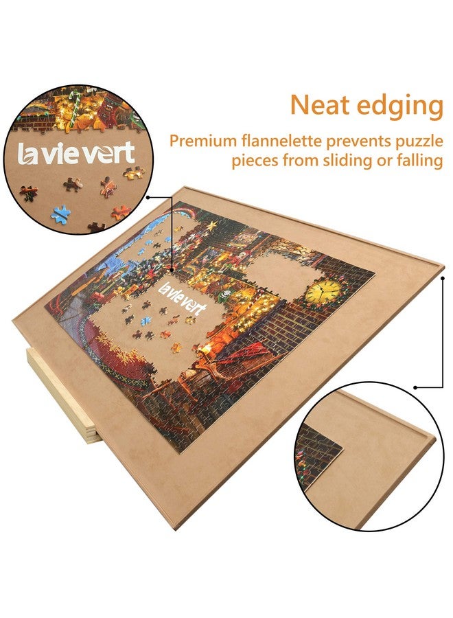 Lavievert Lavievert Wooden Jigsaw Puzzle Board, Lightweight & Portable Puzzle Plateau Storage Saver with Non-Slip Surface for Games Up to 1500 Pieces - Khaki - Image 3