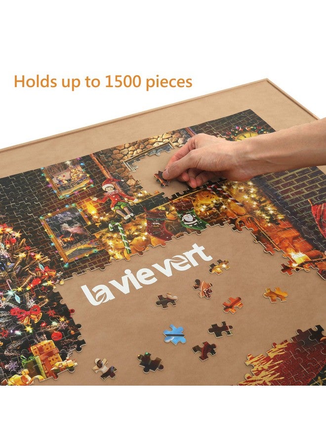 Lavievert Lavievert Wooden Jigsaw Puzzle Board, Lightweight & Portable Puzzle Plateau Storage Saver with Non-Slip Surface for Games Up to 1500 Pieces - Khaki - Image 5
