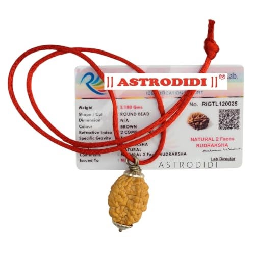 ASTRODIDI 2 Mukhi Rudraksha Original Certified Two Face Silver Coated Pendant | Astrological Benefits and Positive Energy | Unisex Design for Men & Women - Image 1