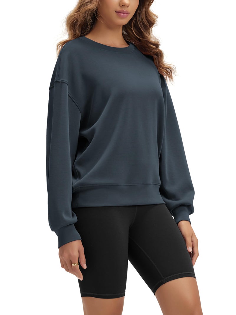 ODODOS Modal Soft Oversized Sweatshirts for Women Crew Neck Long Sleeve Relaxed Pullover Tops, Navy, Medium - Image 1