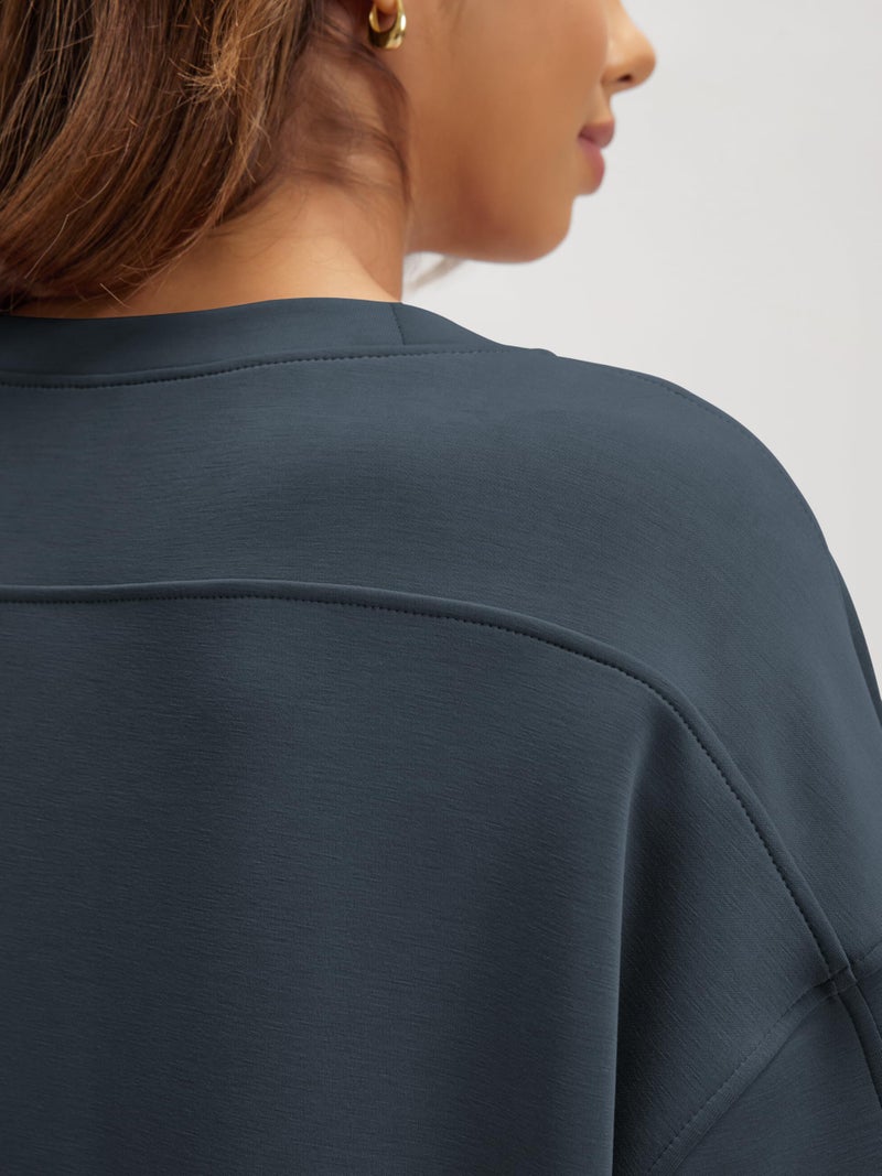 ODODOS Modal Soft Oversized Sweatshirts for Women Crew Neck Long Sleeve Relaxed Pullover Tops, Navy, Medium - Image 5