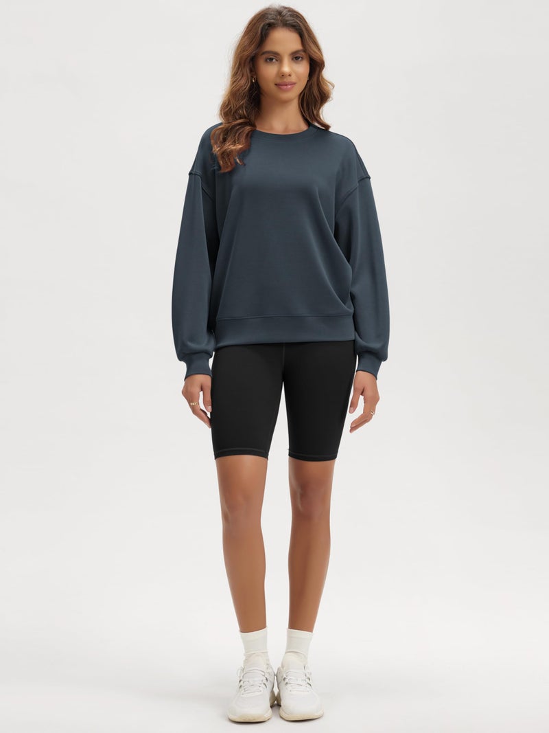 ODODOS Modal Soft Oversized Sweatshirts for Women Crew Neck Long Sleeve Relaxed Pullover Tops, Navy, Medium - Image 3