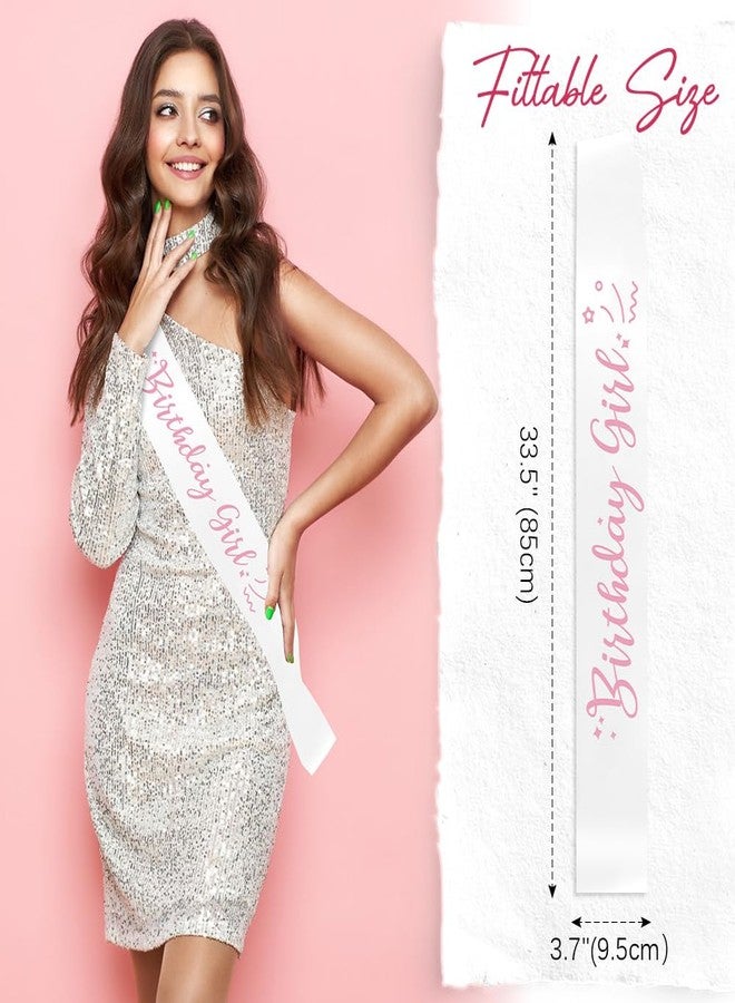 OALCQ Birthday Sash For Women White Sash With Pink Foil Birthday Girl Sash For Women Happy Birthday Sash For 18th Birthday Sash 21st Birthday Sash 30th Birthday Sash Birthday Queen Sash Satin16th - Image 2