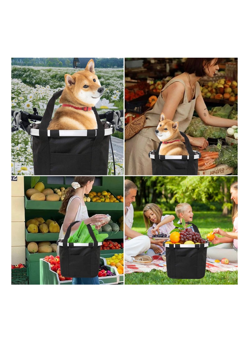 SYOSI - Bike Basket, Front Dog Basket for Bike, Bike Baskets for Adult Bikes, Bike Bags for Bicycles, Removable Bicycle Basket, Folding Small Pet Bag for Shopping Camping Cycling, Waterproof Easy to Carry - Image 1
