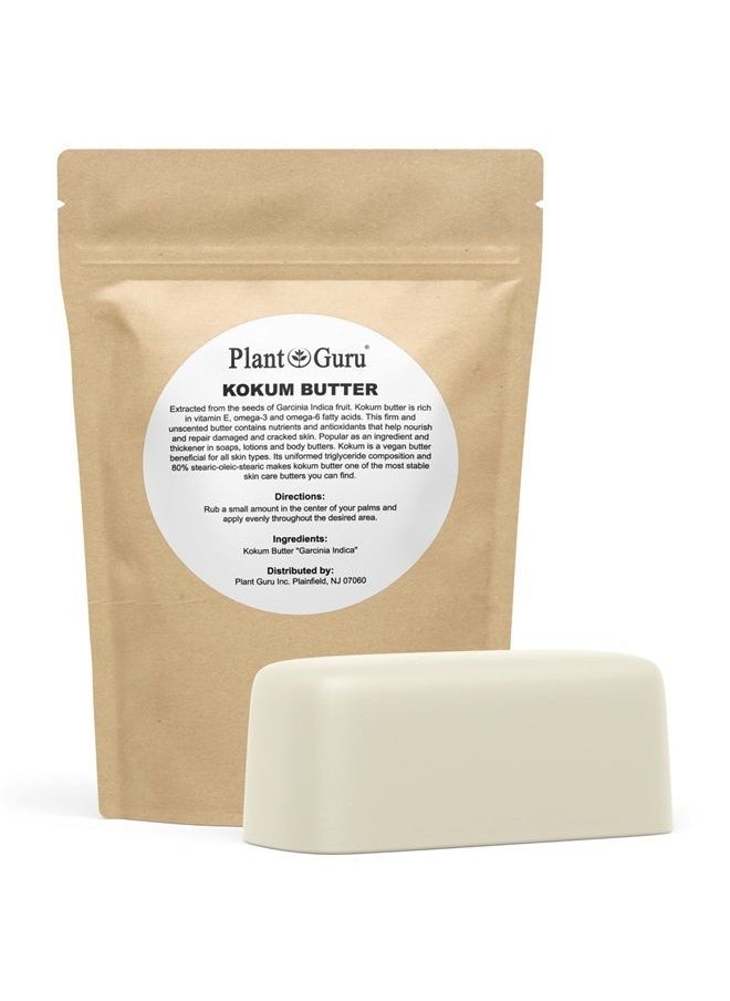 Plant Guru Raw Kokum Butter 1 lb. Bar 100% Pure Natural - Great for Skin, Body and Hair Moisturizer, DIY Creams, Balms, Lotions and Soap Making.  - Image 1