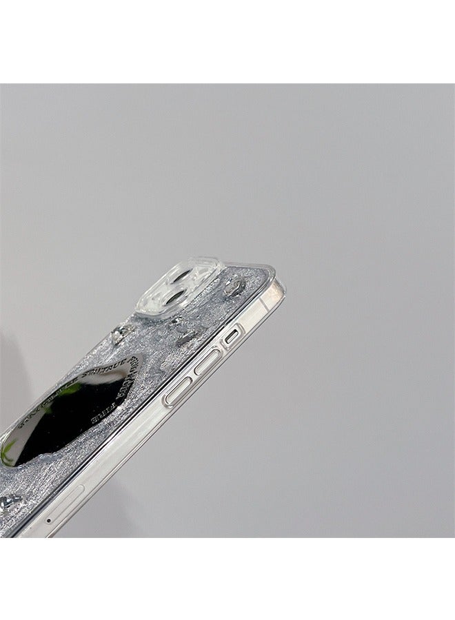 غطاء هاتف ل iPhone15 Pro Max ، تصميم متطور بمعنى اللون الفضي المعدني ، تصميم مرآة سحرية وحجر الراين اللامع غطاء الهاتف للنساء الفتيات - Image 4