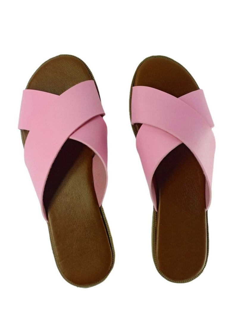Leather Flat Slippers - Comfort Insole - For Women  - Image 2