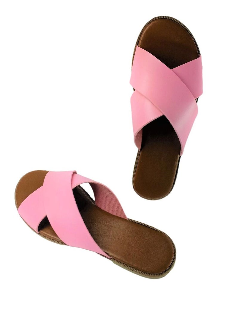 Leather Flat Slippers - Comfort Insole - For Women  - Image 3