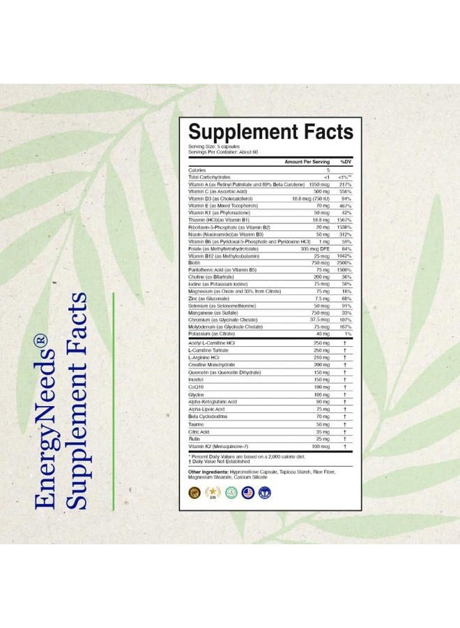 Neuro Needs EnergyNeeds® 40 مكون نشط فيتامين د، فيتامين ب12، زنك، بيتا كاروتين - Image 5