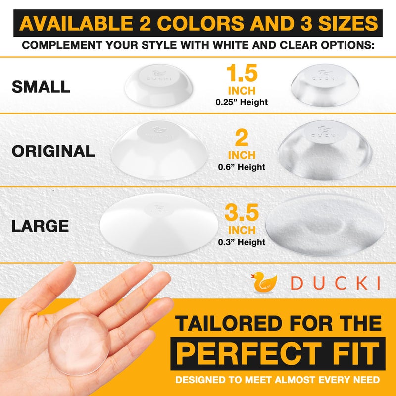 Ducki Door Wall Bumper Protector - Self Adhesive Stopping Shield Prevents Damage & Noise for Knob Handle, Refrigerators, Furniture Home or Office, Shock Absorbing, Discreet, Reusable - 2 Pack Clear - Image 2