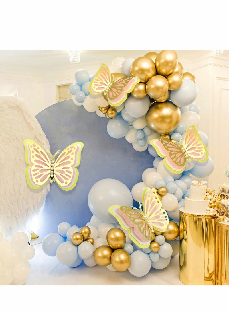 كابتن تيك 3D Butterfly Wall Decor 4Pcs 12" Large Gold for Birthday Party Decorations Cake Decorations, Removable Stickers Room Kids Nursery Wedding Decor(Gold) - Image 2
