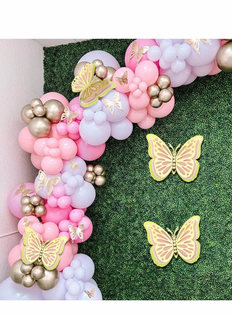 كابتن تيك 3D Butterfly Wall Decor 4Pcs 12" Large Gold for Birthday Party Decorations Cake Decorations, Removable Stickers Room Kids Nursery Wedding Decor(Gold) - Image 3