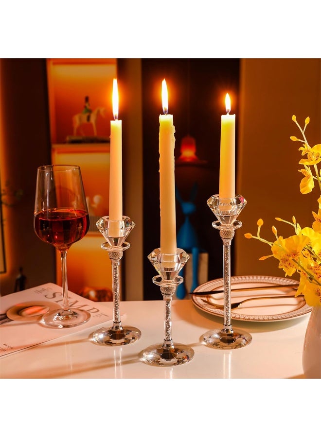 DUNISO 3Pcs Crystal Candle Holder, Candle Stand, Crystal Glass, Diamond-Shaped Exclusive Candle Holder, Modern Table Decoration, Living Room Decoration, Wedding, Party, Advent，15/18/21 cm High - Image 4