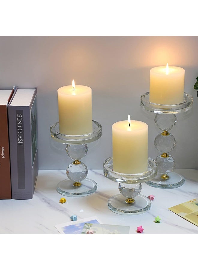 DUNISO 3Pcs Crystal Candle Holder, Candle Stand, Crystal Glass, Diamond-Shaped Exclusive Candle Holder, Modern Table Decoration, Living Room Decoration, Wedding, Party, Advent，15/18/21 cm High - Image 1