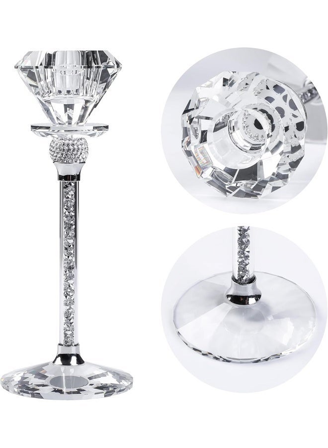 DUNISO 3Pcs Crystal Candle Holder, Candle Stand, Crystal Glass, Diamond-Shaped Exclusive Candle Holder, Modern Table Decoration, Living Room Decoration, Wedding, Party, Advent，15/18/21 cm High - Image 4