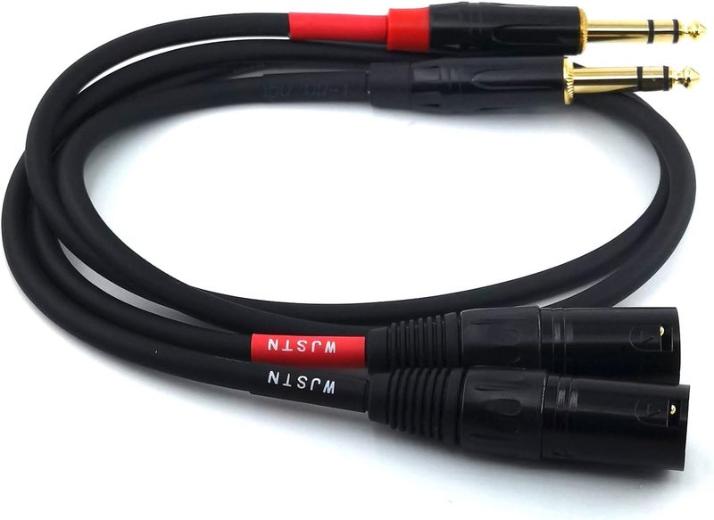كابل 024 ذكر 1/4 بوصة TRS إلى ذكر XLR، قابس TRS متوازن 6.35 مم إلى XLR 3 دبابيس، كابل ميكروفون ربع بوصة (2 قدم) - Image 3