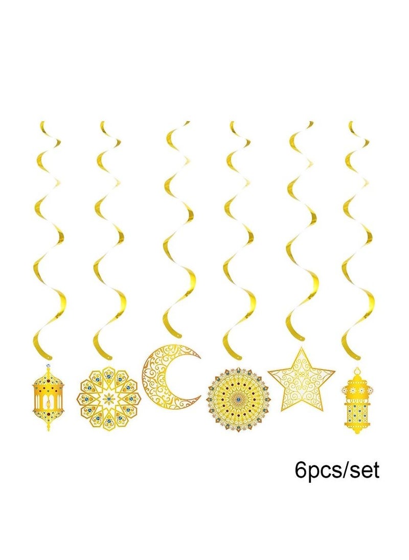 Party Propz Party Propz Eid Mubarak Decoration - Ramadan Kareem Decotion -Swirl With Hangings - Set of 6  - Image 2