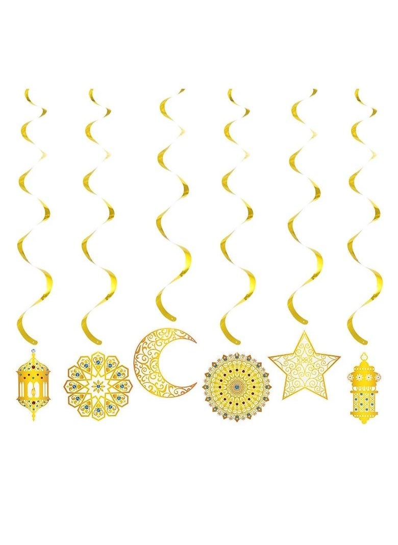 Party Propz Party Propz Eid Mubarak Decoration - Ramadan Kareem Decotion -Swirl With Hangings - Set of 6  - Image 1